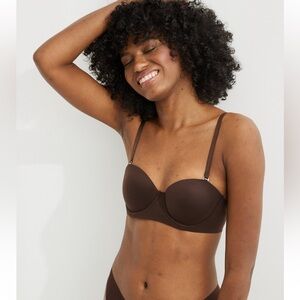 aerie Sunnie Strapless Lightly Lined Convertible Bra-36DDD-Deep Earth Brown